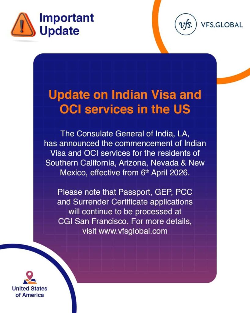 OCI Visa Services Los Angeles