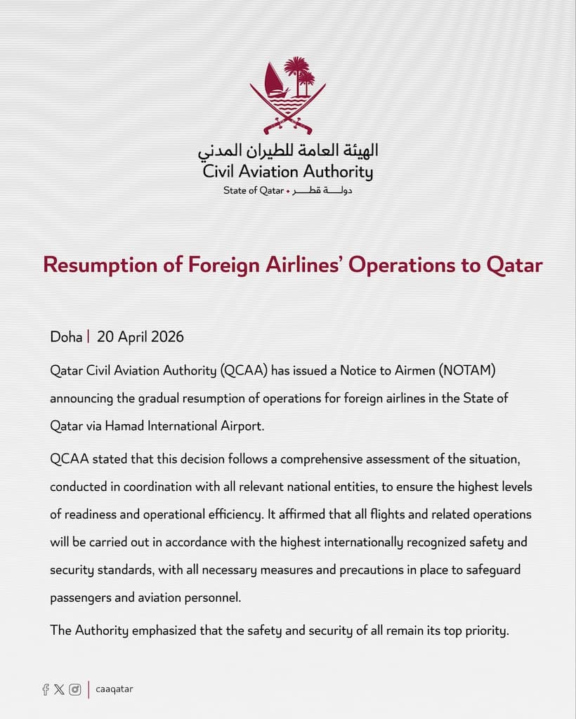 Resumption of Foreign Airlines' Operations to Qatar