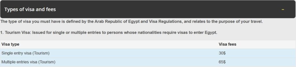 Egypt Updated e-Visa Fee for 2026