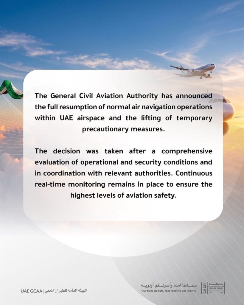 UAE Airspace Reopening